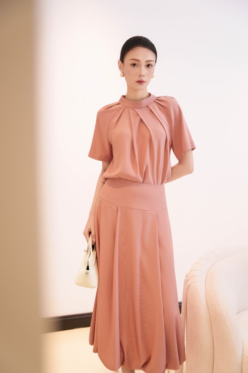 Sixdo Mauve Woven Flared Skirt